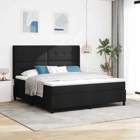 vidaXL Cama Box Spring LED com colchão Preto 180 x 200 cm tecido