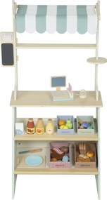 Conjunto de 34 Peças de Supermercado Infantil, 40 x 30 x 92,5 cm, Loja de Madeira, Verde