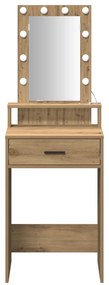 Mesa de Maquiagem vidaXL com Luzes LED Carvalho Artisan 50x41x140 cm