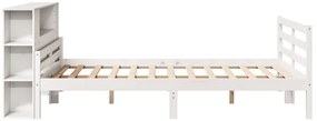 Cama com estante sem colchão 140x200 cm pinho maciço branco