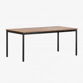 Rectangular Dining Table 160x90 Cm In Steel And Acacia Wood Artus Preto - Sklum