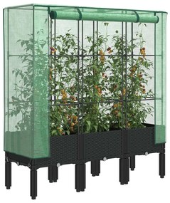 vidaXL Canteiro elevado com cobertura de estufa aspeto de vime