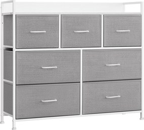 Cómoda 7 gavetas em tecido 28,5 x 98 x 85 cm Cinzento e branco