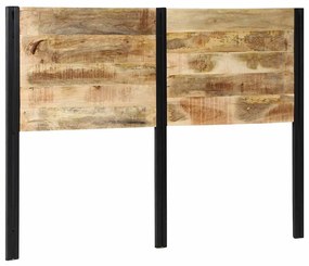 Cabeceira de cama 140 cm madeira de mangueira maciça e ferro