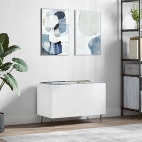 vidaXL Armário p/ discos 74,5x38x48 cm deriv. madeira branco brilhante