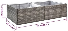 Vaso/floreira de jardim 157x80x40 cm vime PE cinzento