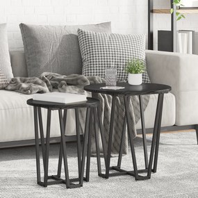 Mesa de Apoio vidaXL 2 pcs Preto Carvalho Madeira Engenharia e Metal