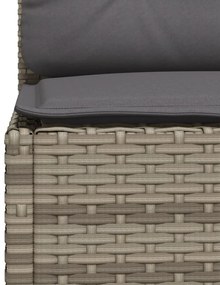 9 pcs conjunto sofás p/ jardim com almofadões vime PE cinzento