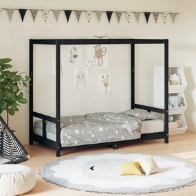 vidaXL Estrutura de cama infantil 80x160 cm pinho maciço preto