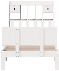 Cama com estante sem colchão 90x200 cm pinho maciço branco