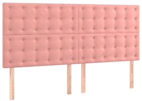 Cama com molas/colchão 200x200 cm veludo rosa