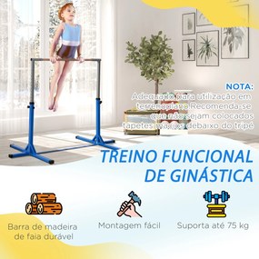 Barra de Ginástica para Crianças com Altura Ajustável 92-150 cm Barra Horizontal de Ginástica 197x121x150 cm Azul