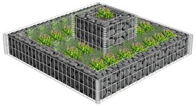 vidaXL Gabião para plantas em aço galvanizado 120x120x20 cm
