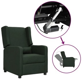vidaXL Poltrona elevatória tecido verde-escuro