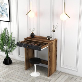 Mesa de Maquilhagem Lizbon – Nogueira/Preto/Mármore – 70x40x84,7 cm