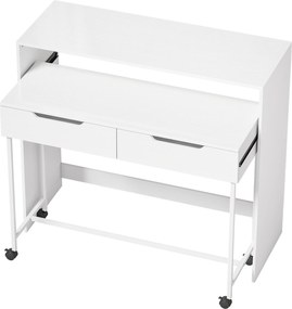 HOMCOM Secretária de Computador Extensível 100 cm com 2 Gavetas, Secretária com Arrumação, Estilo Moderno, Branco | Aosom Portugal