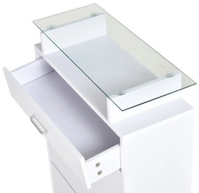 Organizador de sapatos com 3 gavetas Prateleira de vidro Carga 50 kg 60x24x105,5 Branco