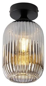 Candeeiro de teto Art Deco preto com vidro fumê - Banci Art Deco