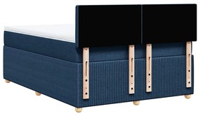 Cama com molas/colchão 140x200 cm tecido azul
