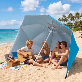 Guarda-sol de Praia Convertível em Tenda, 175 x 175 x 215 cm, Proteção Solar, Turquesa