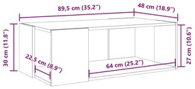 Mesa de centro 89,5x48x30 cm derivados madeira cinzento sonoma