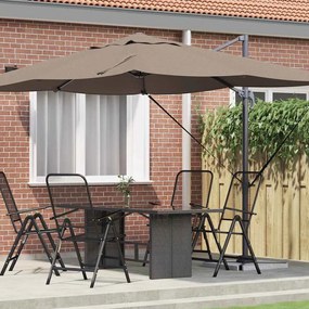 vidaXL Guarda-sol de Braço Articulado Taupe Poliéster Grande Dobrável