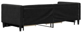 Sofá-cama com gavetão e gavetas 80x200 cm tecido preto