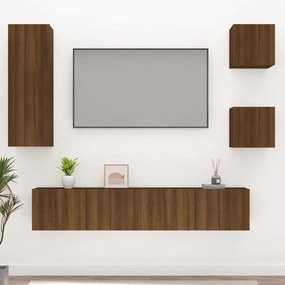 vidaXL Conjunto móveis de TV 5pcs madeira processada carvalho castanho