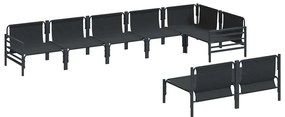 Conjunto de Sofá de Jardim 8 pcs Cinzento-escuro Aço