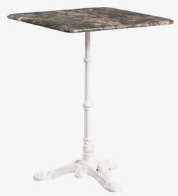 Mesa De Bar Quadrada Em Pedra Natural Azteca 60 X 60 Cm & Mármore Verde Forest - Branco Glacial - Sklum