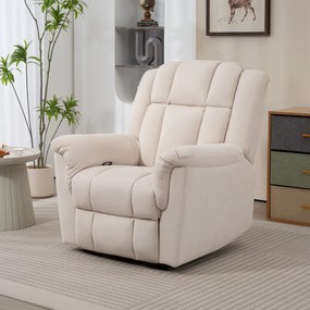 Poltrona relaxante elétrica com massagem e aquecimento, poltrona reclinável, encosto ajustável manualmente, 85 x 91 x 104 cm, bege