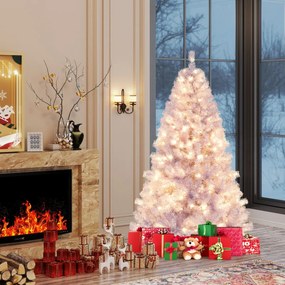 Árvore de Natal pré-iluminada de 180 cm artificial com 688 pontas de ramos 250 luzes LED brancas quentes 8 modos Púrpura