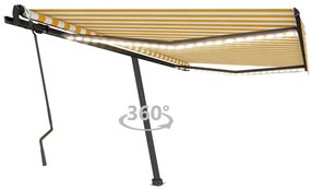Toldo retrátil manual com LED 400x300 cm amarelo e branco