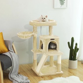 Arranhador para gatos com rampa para arranhar 48 x 48 x 96 cm Bege