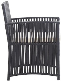 Cadeiras de jardim com almofadões 2 pcs vime PE preto