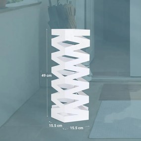 Suporte para guarda-chuvas quadrado 15,5 x 15,5 x 49 cm branco