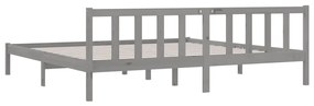 Estrutura de cama 200x200 cm pinho maciço cinzento