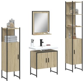 vidaXL 4 pcs conj. móveis casa banho derivados madeira carvalho sonoma