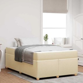 vidaXL Estrutura da Cama com colchão Creme 120 x 200 cm tecido