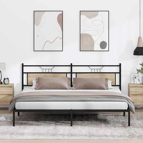 Estrutura de cama sem colchão 200x200 cm carvalho sonoma