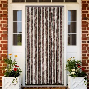 Cortina anti-insetos 90x220 cm chenille bege e castanho claro