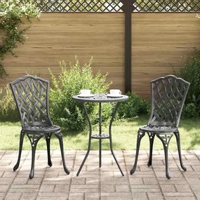 Conjunto de Bistro de Jardim de 3 Peças vidaXL Preto em Alumínio Fundido