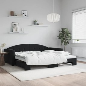 Sofá-cama com gavetão 100x200 cm veludo preto