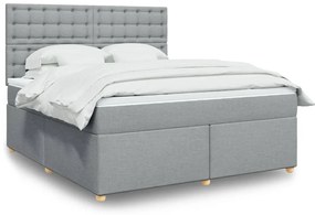 Cama com molas/colchão 180x200 cm tecido cinzento-claro