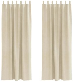 Cortinas Blackout vidaXL com Laços de Suspensão 2 pcs Veludo Creme