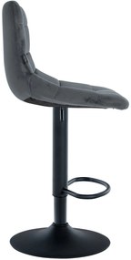 Banco de bar Jerry em veludo com estrutura preta 87-108,5 x 43 x 46,5 cm Cinzento escuro