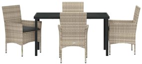 Conjunto de Jantar de Jardim de 5 Peças da com Almofadas Cinza Claro e