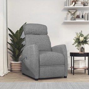 vidaXL Poltrona reclinável elétrica tecido cinzento-claro