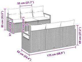 Conjunto de Sofá de Jardim Cinzento 7 pcs Cinzeto Grande