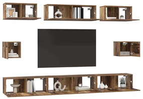 Conjunto de Estantes para TV 8 pcs Madeira antiga